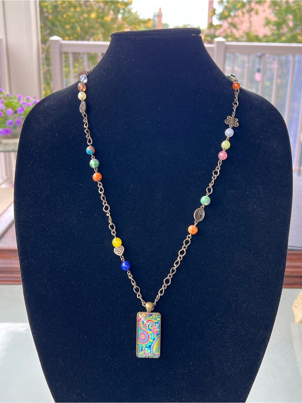✨ Boho Chic Colorful Paisley Pendant & Beaded Long Necklace! ✨
